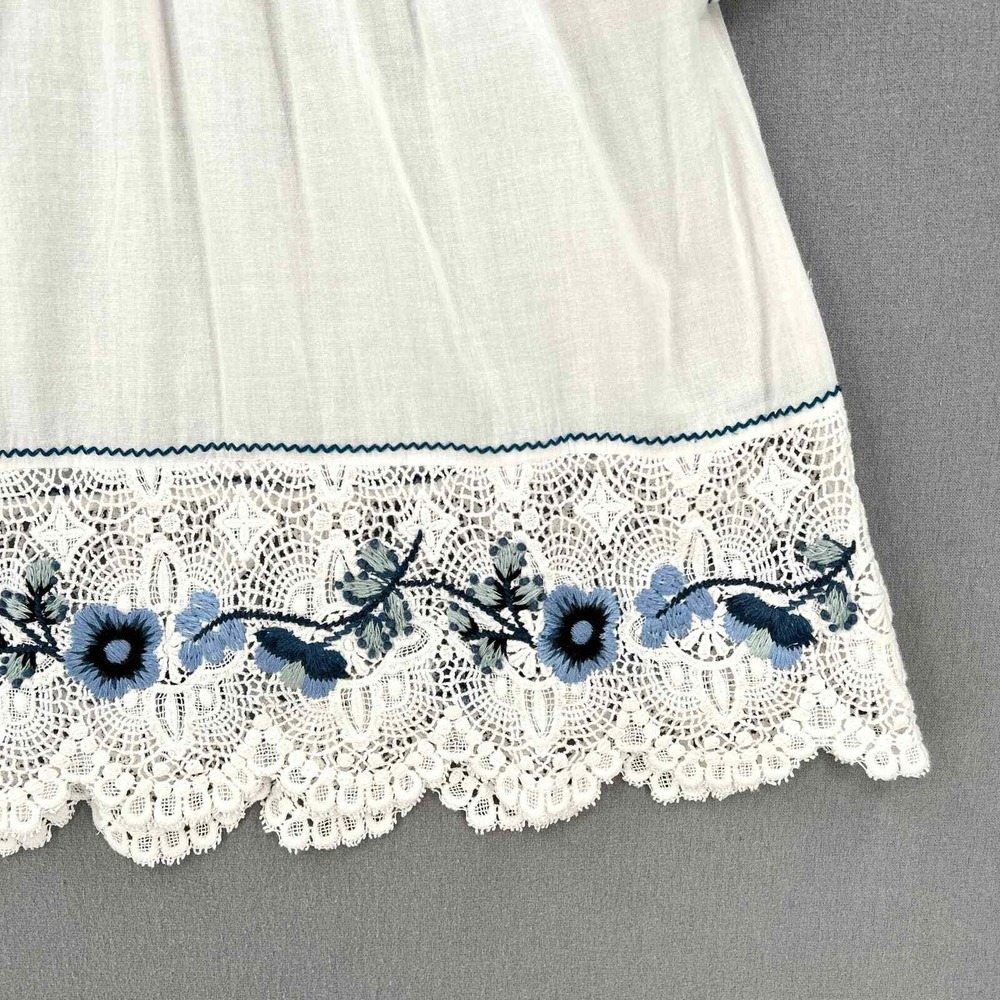 CALYPSO ST BARTH Crochet Embroider Top Women Small White Blue Boho Floral Retro - Picture 8 of 16